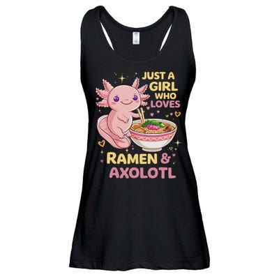 Axolotl Kawaii Just A Girl Who Loves Ramen And Axolotls Ladies Essential Flowy Tank