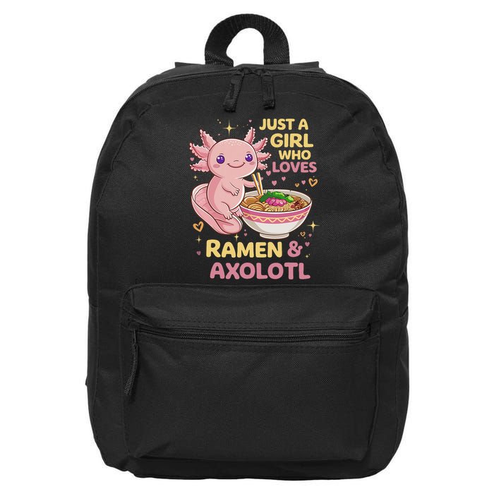 Axolotl Kawaii Just A Girl Who Loves Ramen And Axolotls 16 in Basic Backpack