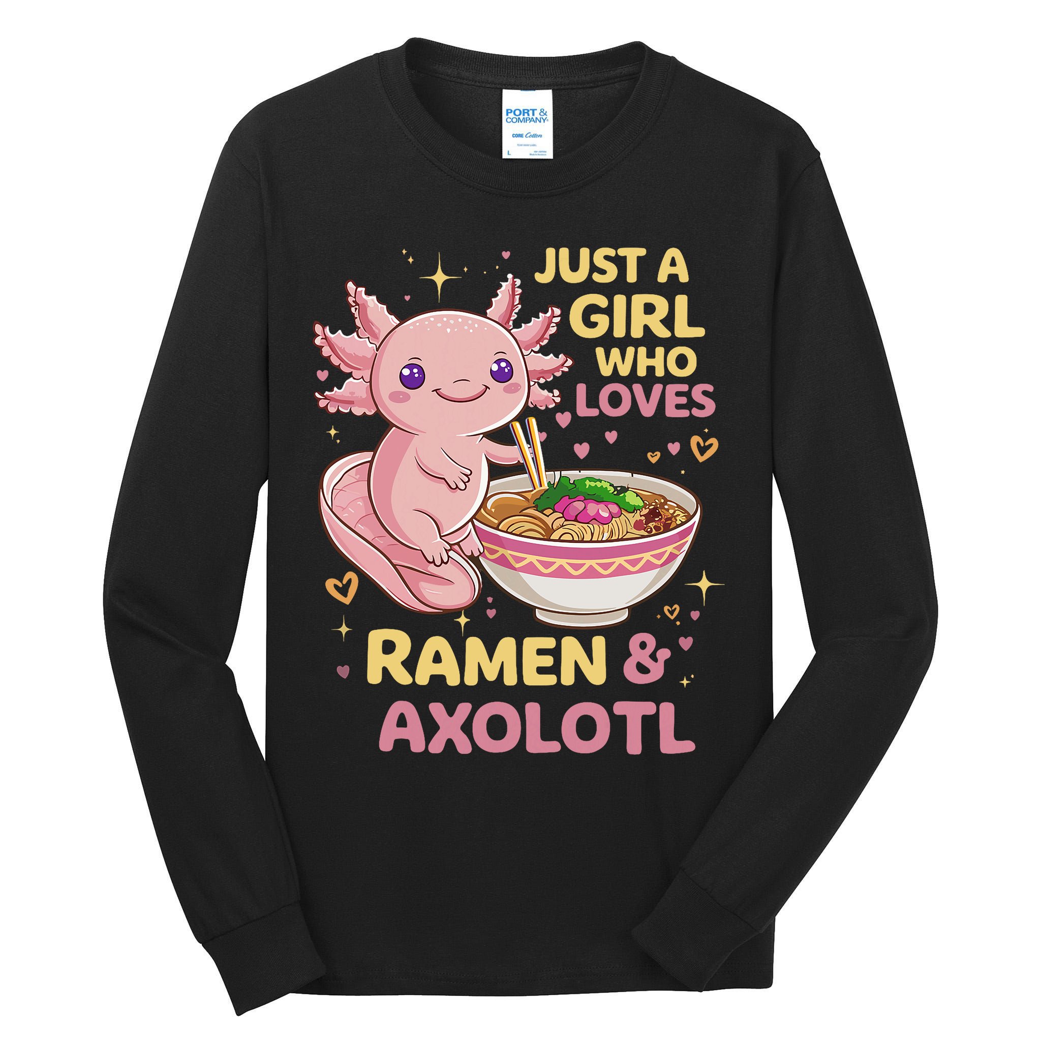 Axolotl Kawaii Just A Girl Who Loves Ramen And Axolotls Tall Long Sleeve T-Shirt