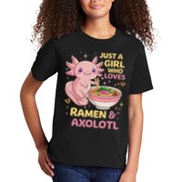 Axolotl Kawaii Just A Girl Who Loves Ramen And Axolotls Kids T-Shirt