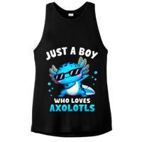 Axolotl Kawaii Just A Boy Who Loves Axolotls Dabbing Axolotl Ladies PosiCharge Tri-Blend Wicking Tank