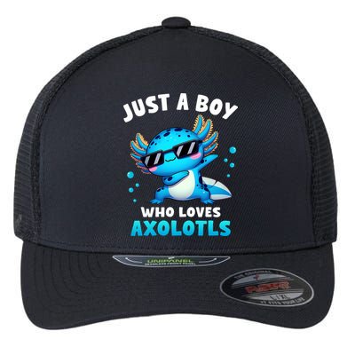 Axolotl Kawaii Just A Boy Who Loves Axolotls Dabbing Axolotl Flexfit Unipanel Trucker Cap