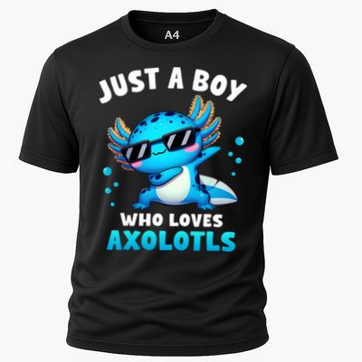 Axolotl Kawaii Just A Boy Who Loves Axolotls Dabbing Axolotl Performance Shirt