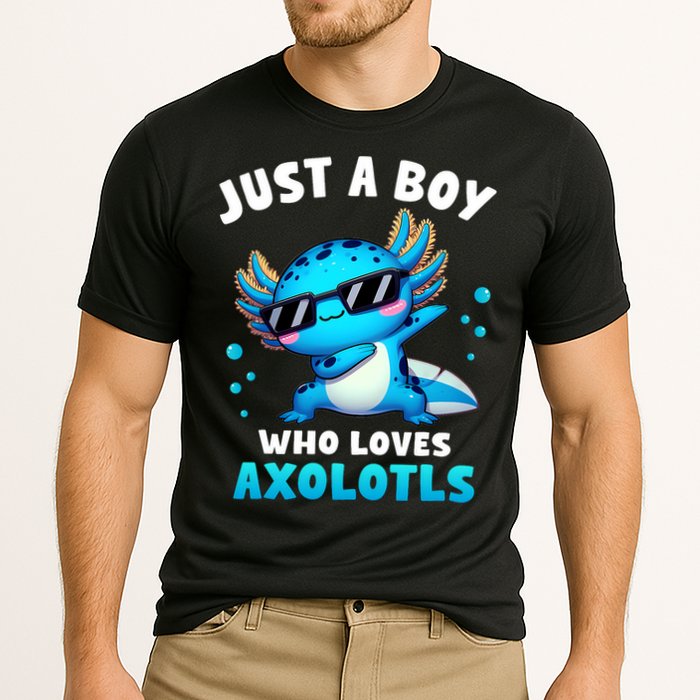Axolotl Kawaii Just A Boy Who Loves Axolotls Dabbing Axolotl Performance Shirt