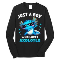 Axolotl Kawaii Just A Boy Who Loves Axolotls Dabbing Axolotl Long Sleeve Shirt