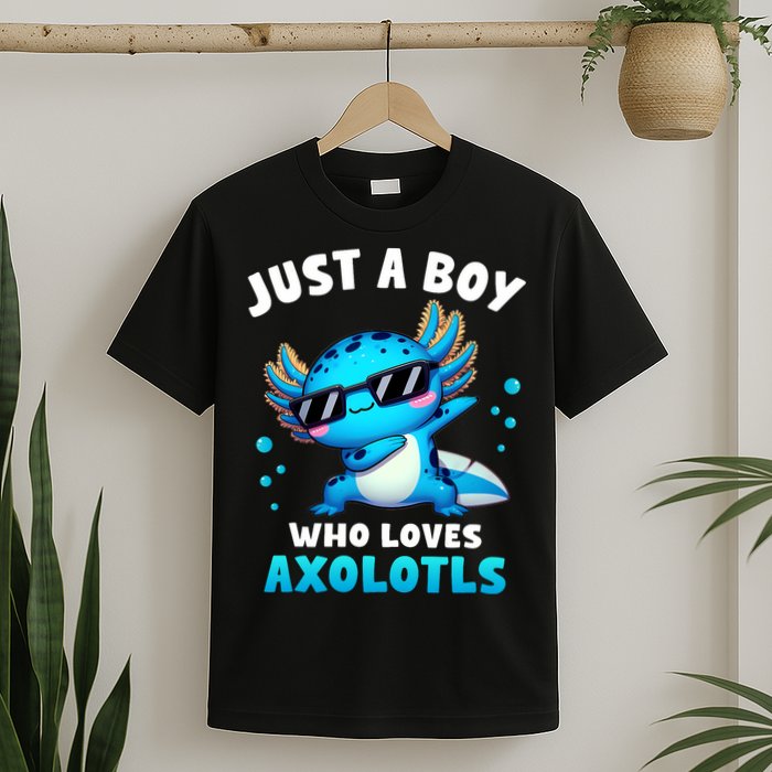 Axolotl Kawaii Just A Boy Who Loves Axolotls Dabbing Axolotl T-Shirt