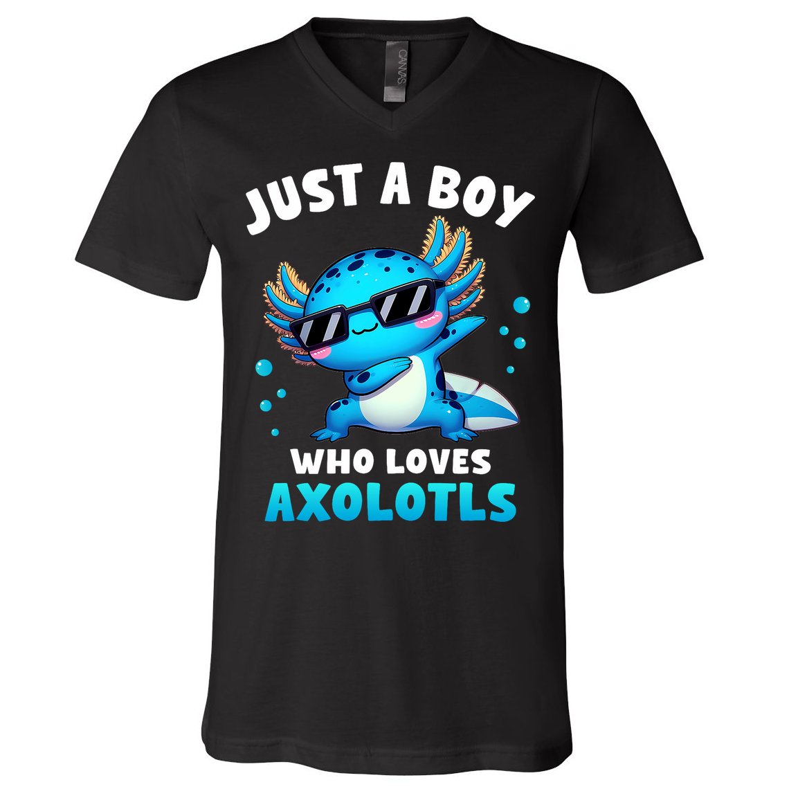 Axolotl Kawaii Just A Boy Who Loves Axolotls Dabbing Axolotl V-Neck T-Shirt