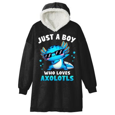 Axolotl Kawaii Just A Boy Who Loves Axolotls Dabbing Axolotl Hooded Wearable Blanket