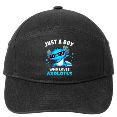 Axolotl Kawaii Just A Boy Who Loves Axolotls Dabbing Axolotl 7-Panel Snapback Hat