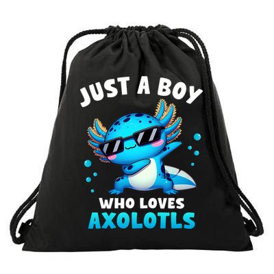 Axolotl Kawaii Just A Boy Who Loves Axolotls Dabbing Axolotl Drawstring Bag