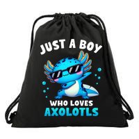 Axolotl Kawaii Just A Boy Who Loves Axolotls Dabbing Axolotl Drawstring Bag