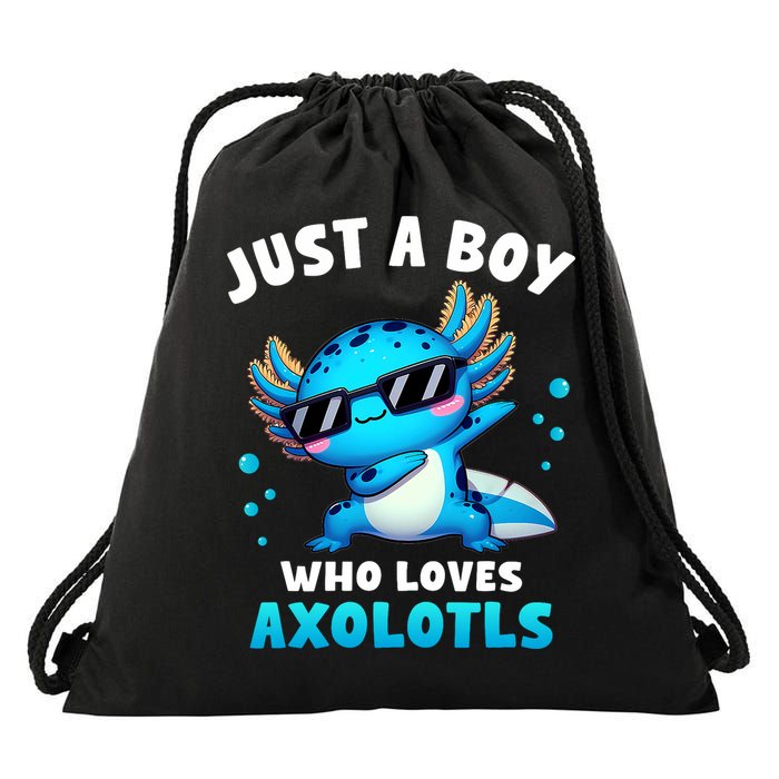 Axolotl Kawaii Just A Boy Who Loves Axolotls Dabbing Axolotl Drawstring Bag