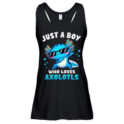 Axolotl Kawaii Just A Boy Who Loves Axolotls Dabbing Axolotl Ladies Essential Flowy Tank