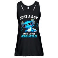 Axolotl Kawaii Just A Boy Who Loves Axolotls Dabbing Axolotl Ladies Essential Flowy Tank
