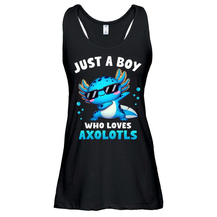 Axolotl Kawaii Just A Boy Who Loves Axolotls Dabbing Axolotl Ladies Essential Flowy Tank