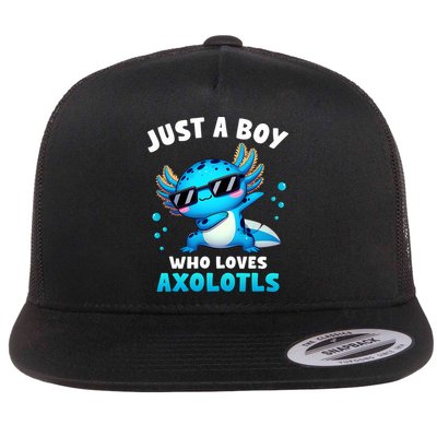 Axolotl Kawaii Just A Boy Who Loves Axolotls Dabbing Axolotl Flatbill Hat