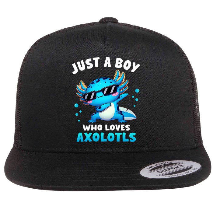 Axolotl Kawaii Just A Boy Who Loves Axolotls Dabbing Axolotl Flatbill Hat