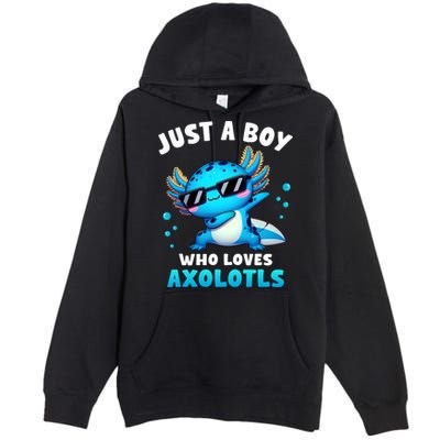 Axolotl Kawaii Just A Boy Who Loves Axolotls Dabbing Axolotl Premium Pullover Hoodie