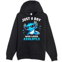 Axolotl Kawaii Just A Boy Who Loves Axolotls Dabbing Axolotl Premium Pullover Hoodie
