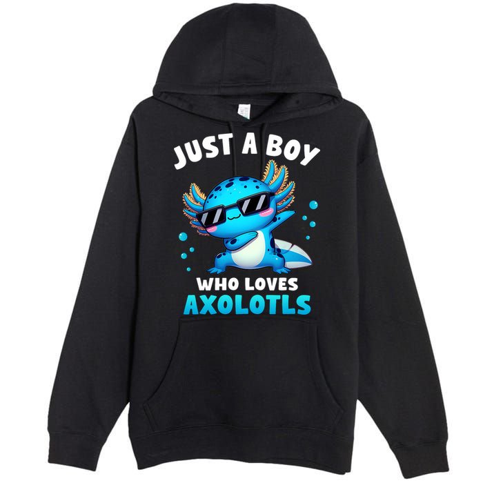 Axolotl Kawaii Just A Boy Who Loves Axolotls Dabbing Axolotl Premium Pullover Hoodie