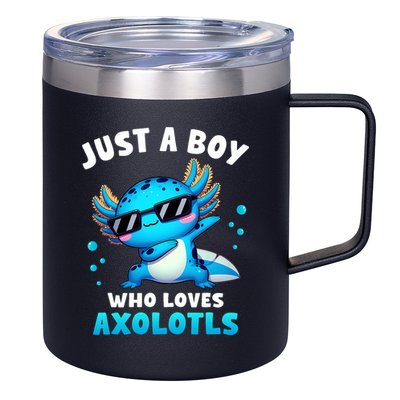 Axolotl Kawaii Just A Boy Who Loves Axolotls Dabbing Axolotl 12oz Stainless Steel Coffee Mug