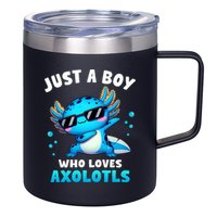 Axolotl Kawaii Just A Boy Who Loves Axolotls Dabbing Axolotl 12oz Stainless Steel Coffee Mug