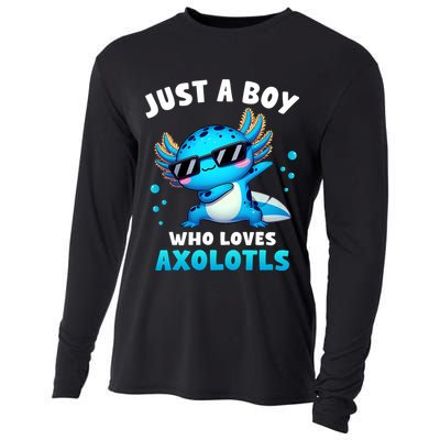 Axolotl Kawaii Just A Boy Who Loves Axolotls Dabbing Axolotl Cooling Performance Long Sleeve Crew