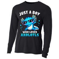 Axolotl Kawaii Just A Boy Who Loves Axolotls Dabbing Axolotl Cooling Performance Long Sleeve Crew