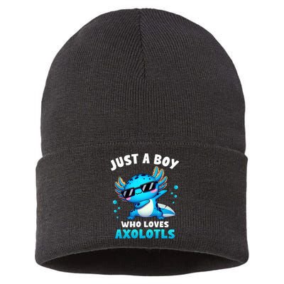 Axolotl Kawaii Just A Boy Who Loves Axolotls Dabbing Axolotl Sustainable Knit Beanie