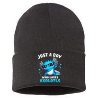 Axolotl Kawaii Just A Boy Who Loves Axolotls Dabbing Axolotl Sustainable Knit Beanie