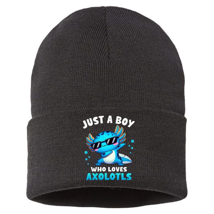 Axolotl Kawaii Just A Boy Who Loves Axolotls Dabbing Axolotl Sustainable Knit Beanie