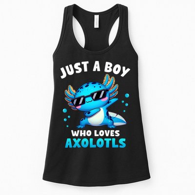 Axolotl Kawaii Just A Boy Who Loves Axolotls Dabbing Axolotl Womens Tank Top