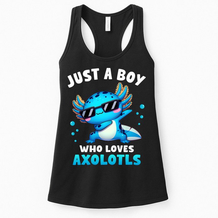 Axolotl Kawaii Just A Boy Who Loves Axolotls Dabbing Axolotl Womens Tank Top