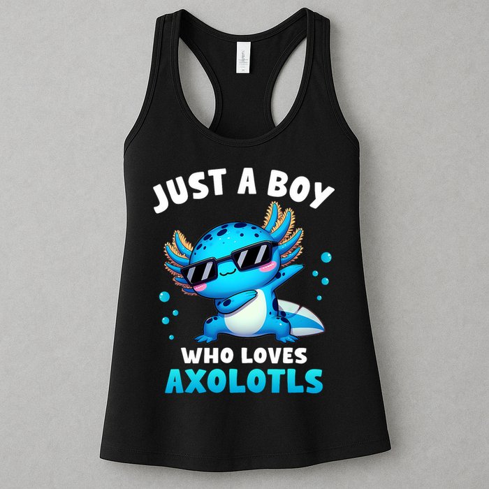 Axolotl Kawaii Just A Boy Who Loves Axolotls Dabbing Axolotl Womens Tank Top