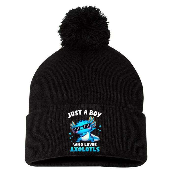 Axolotl Kawaii Just A Boy Who Loves Axolotls Dabbing Axolotl Pom Pom 12in Knit Beanie