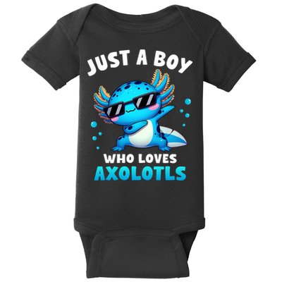 Axolotl Kawaii Just A Boy Who Loves Axolotls Dabbing Axolotl Baby Bodysuit