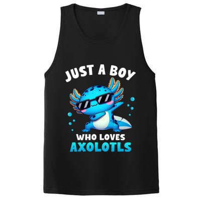 Axolotl Kawaii Just A Boy Who Loves Axolotls Dabbing Axolotl PosiCharge Competitor Tank