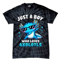 Axolotl Kawaii Just A Boy Who Loves Axolotls Dabbing Axolotl Tie-Dye T-Shirt