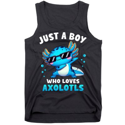 Axolotl Kawaii Just A Boy Who Loves Axolotls Dabbing Axolotl Tank Top