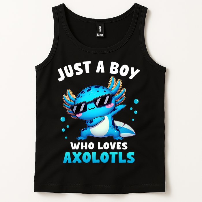 Axolotl Kawaii Just A Boy Who Loves Axolotls Dabbing Axolotl Tank Top