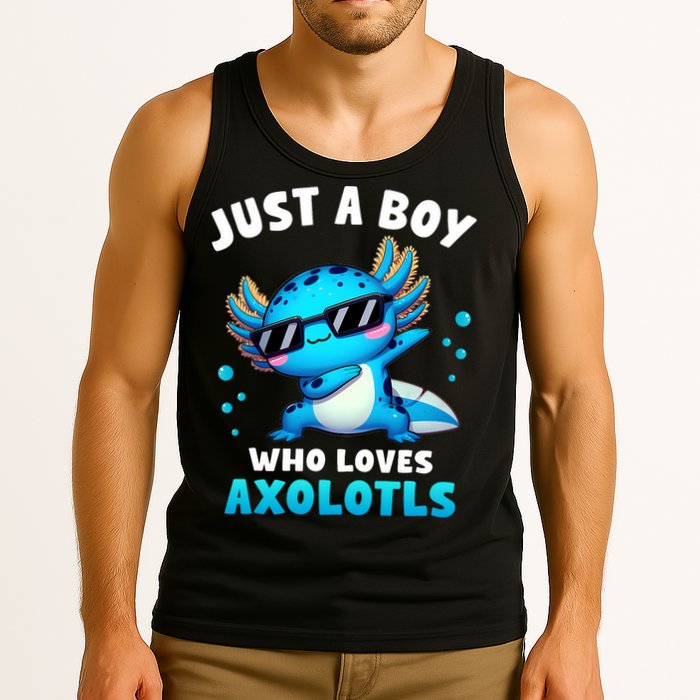 Axolotl Kawaii Just A Boy Who Loves Axolotls Dabbing Axolotl Tank Top