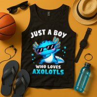 Axolotl Kawaii Just A Boy Who Loves Axolotls Dabbing Axolotl Tank Top