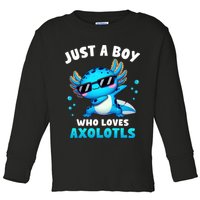 Axolotl Kawaii Just A Boy Who Loves Axolotls Dabbing Axolotl Toddler Long Sleeve Shirt