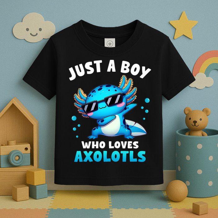 Axolotl Kawaii Just A Boy Who Loves Axolotls Dabbing Axolotl Toddler T-Shirt