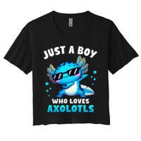 Axolotl Kawaii Just A Boy Who Loves Axolotls Dabbing Axolotl Crop Top