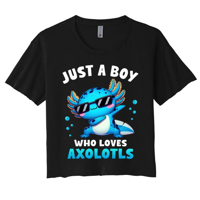 Axolotl Kawaii Just A Boy Who Loves Axolotls Dabbing Axolotl Crop Top