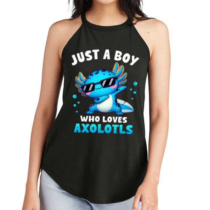 Axolotl Kawaii Just A Boy Who Loves Axolotls Dabbing Axolotl Women's Perfect Tri Rocker Tank