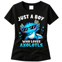 Axolotl Kawaii Just A Boy Who Loves Axolotls Dabbing Axolotl Womens T-Shirt
