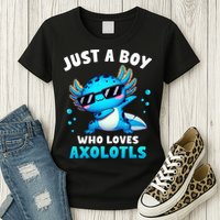 Axolotl Kawaii Just A Boy Who Loves Axolotls Dabbing Axolotl Womens T-Shirt