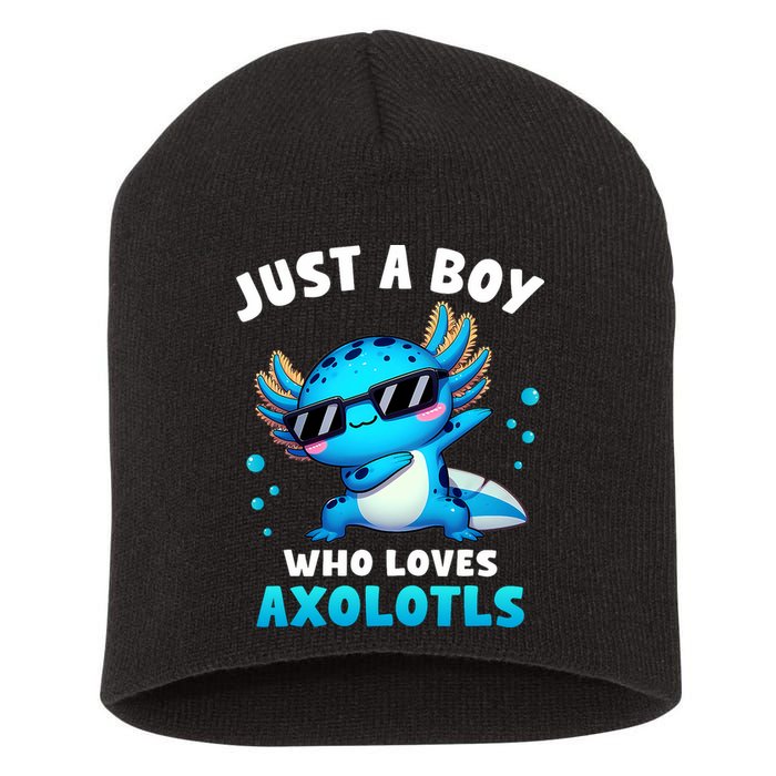 Axolotl Kawaii Just A Boy Who Loves Axolotls Dabbing Axolotl Short Acrylic Beanie